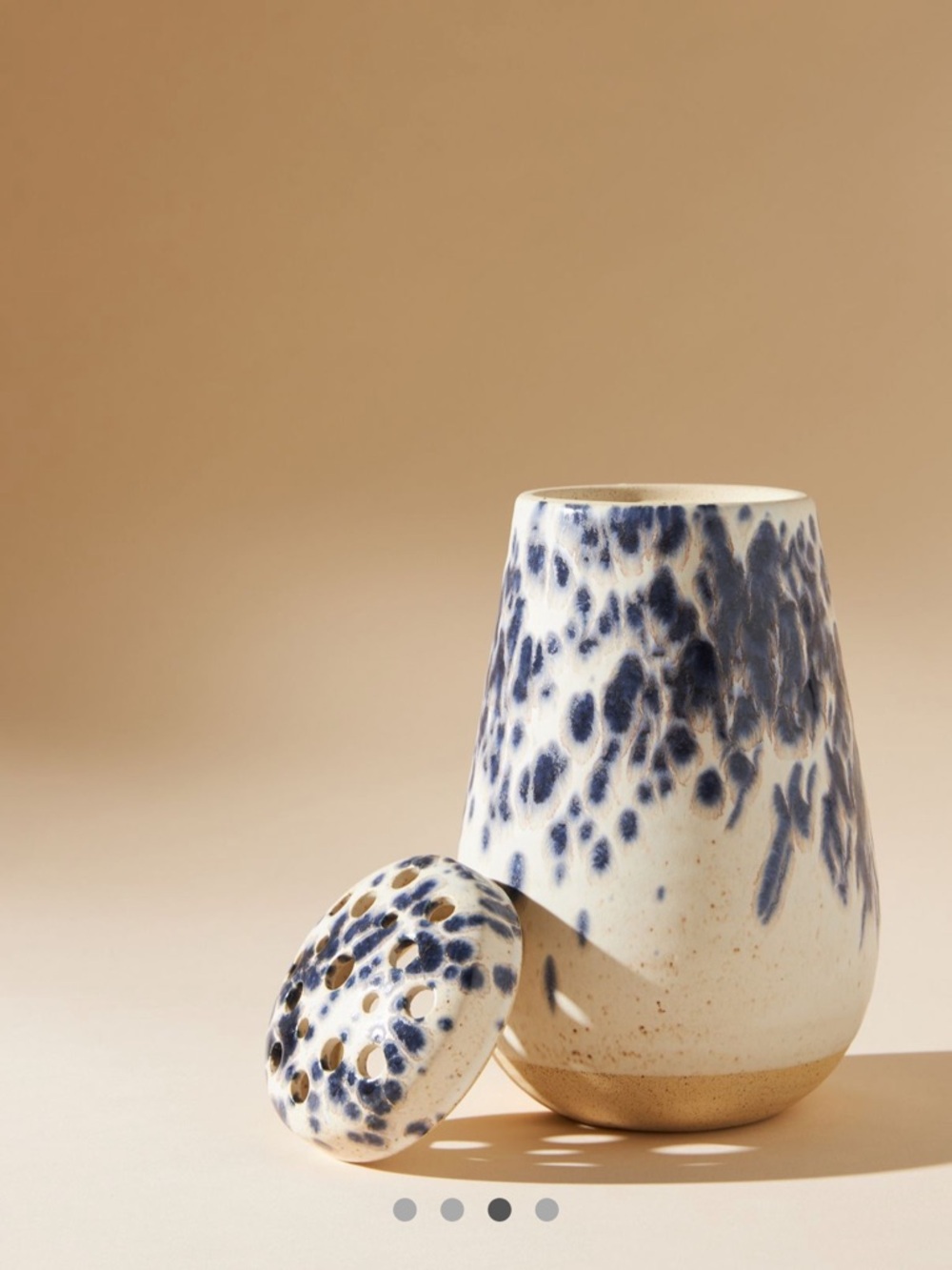 Anthropologie Speckled Blue and Cream riverbed vase